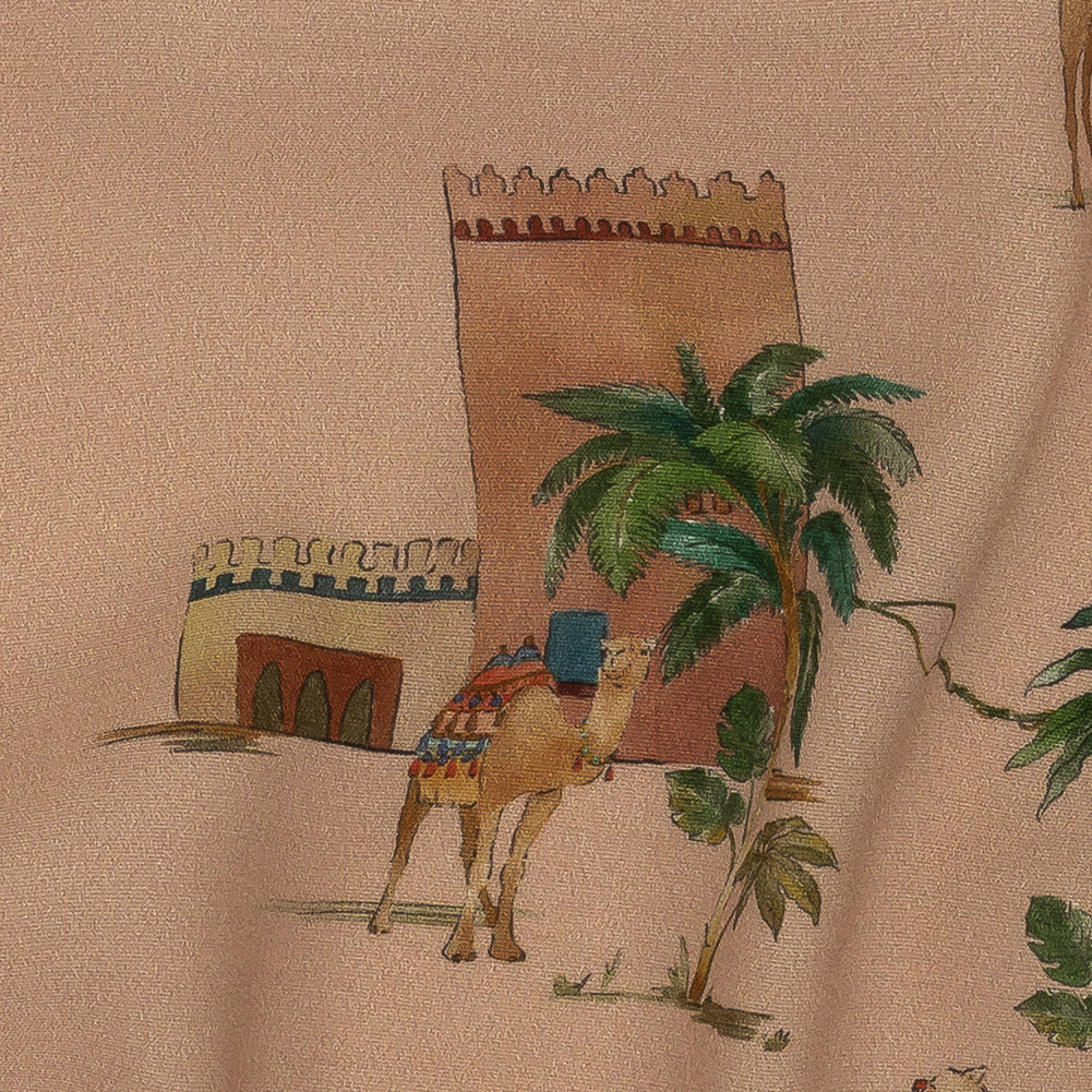 Fabric, viscose woven, bactrian camel palm tree
