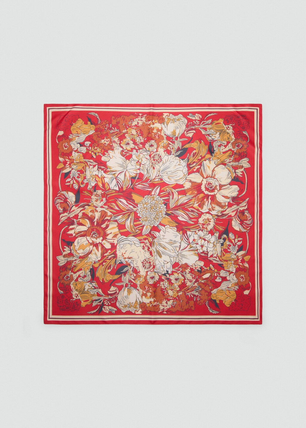 Scarf, satin effect, floral print, 27.56 in