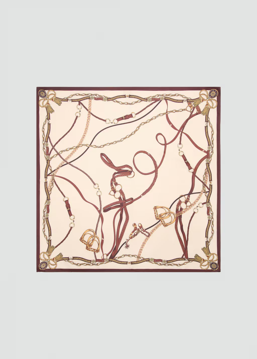 Scarf, satin effect, chain print, 27.56 in