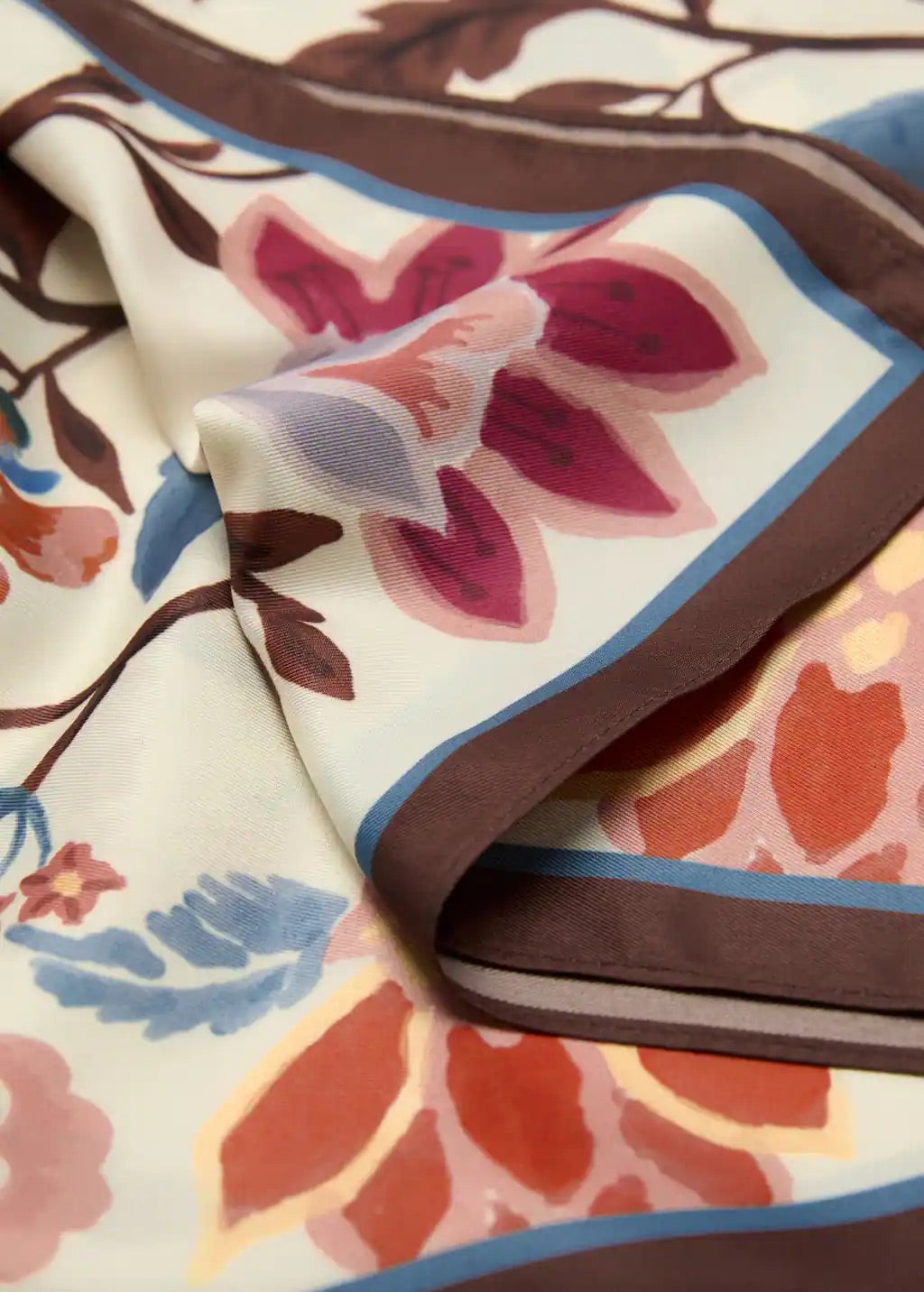 Scarf, satin effect, floral print, 27.56 in