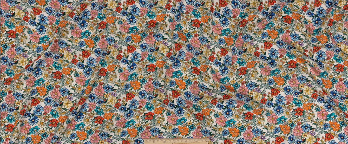 Fabric, viscose twill, blossoms