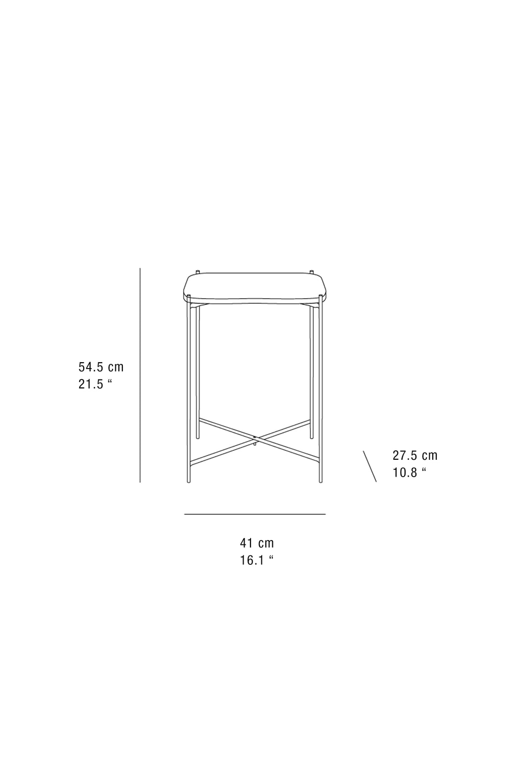 Side table, marble top, black metal leg