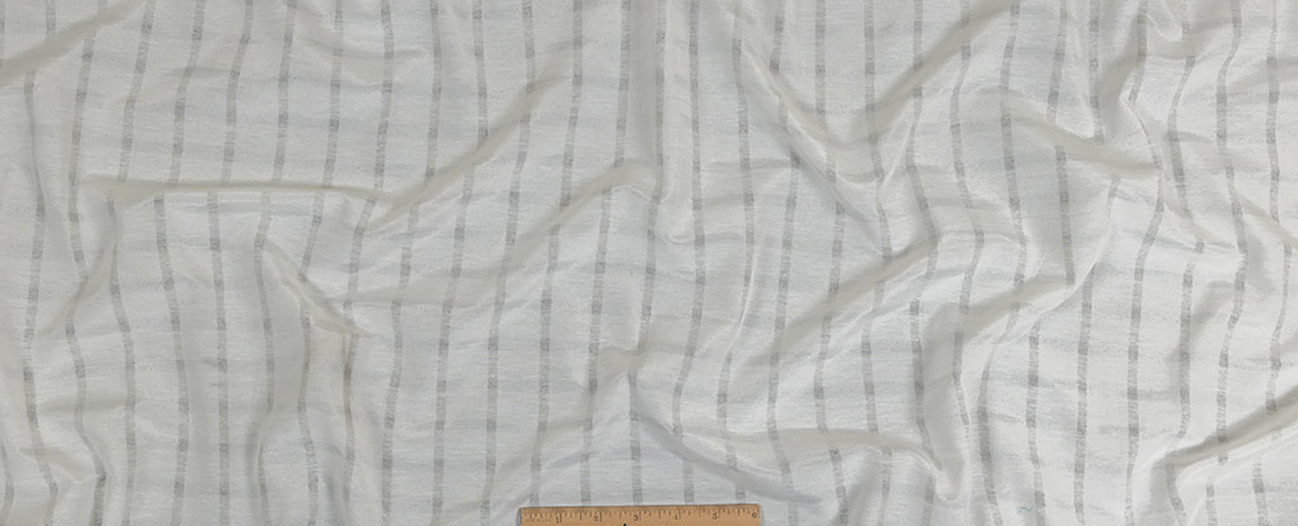 Fabric, cotton polyester woven, sheer stripes