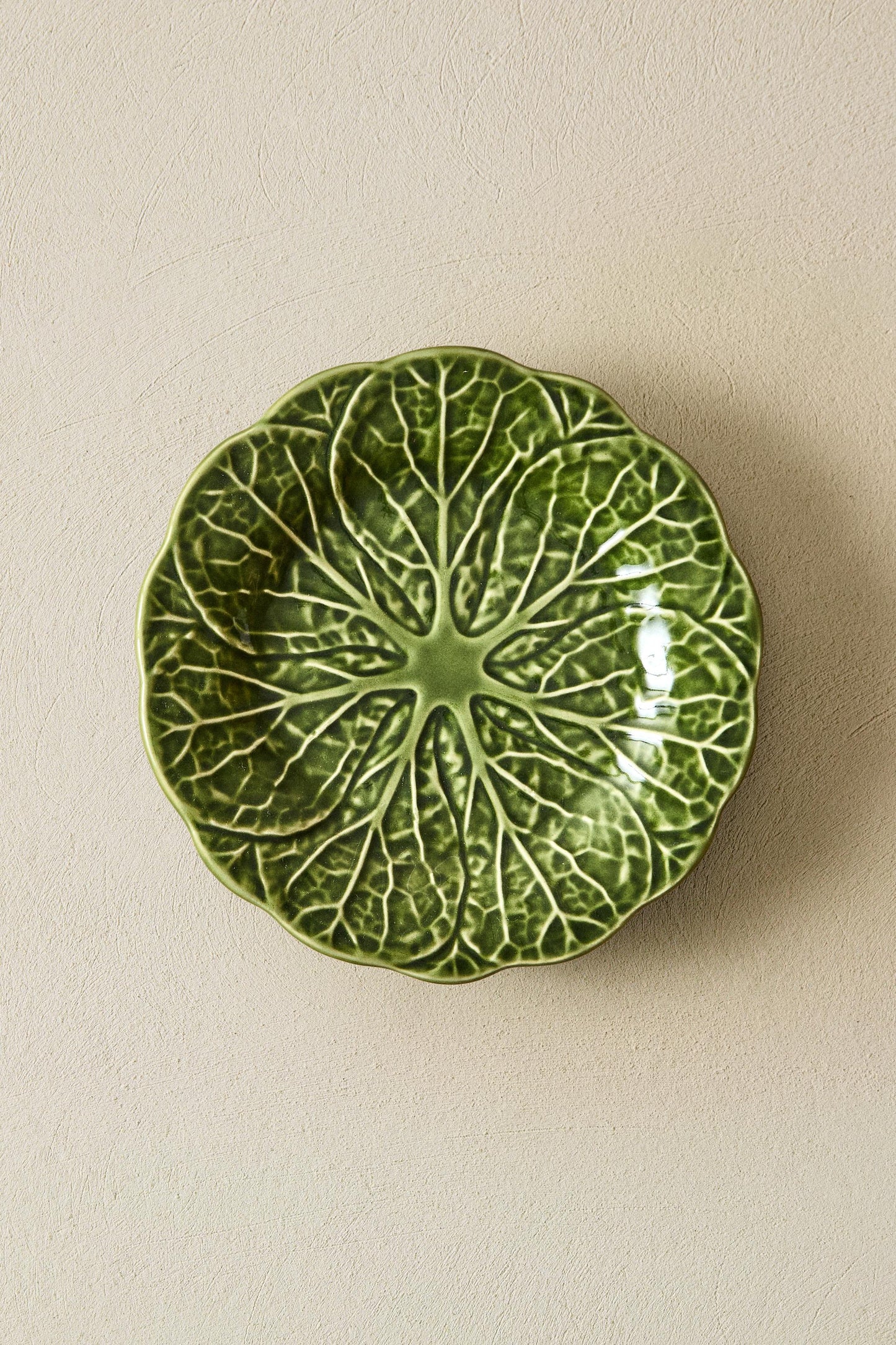 Serveware, side plate, stoneware, green cabbage leaf, 5.5in