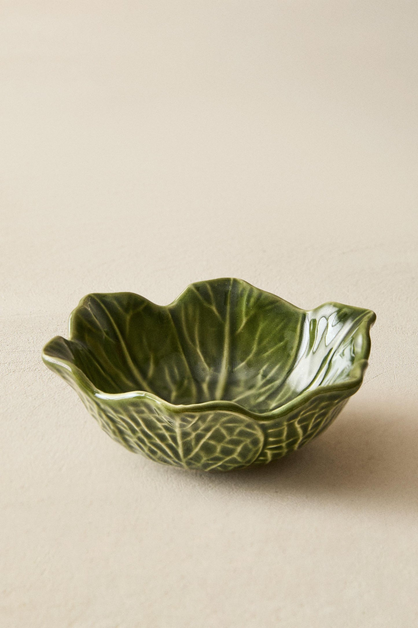 Serveware, side bowl, stoneware, green cabbage leaf, 6.1in