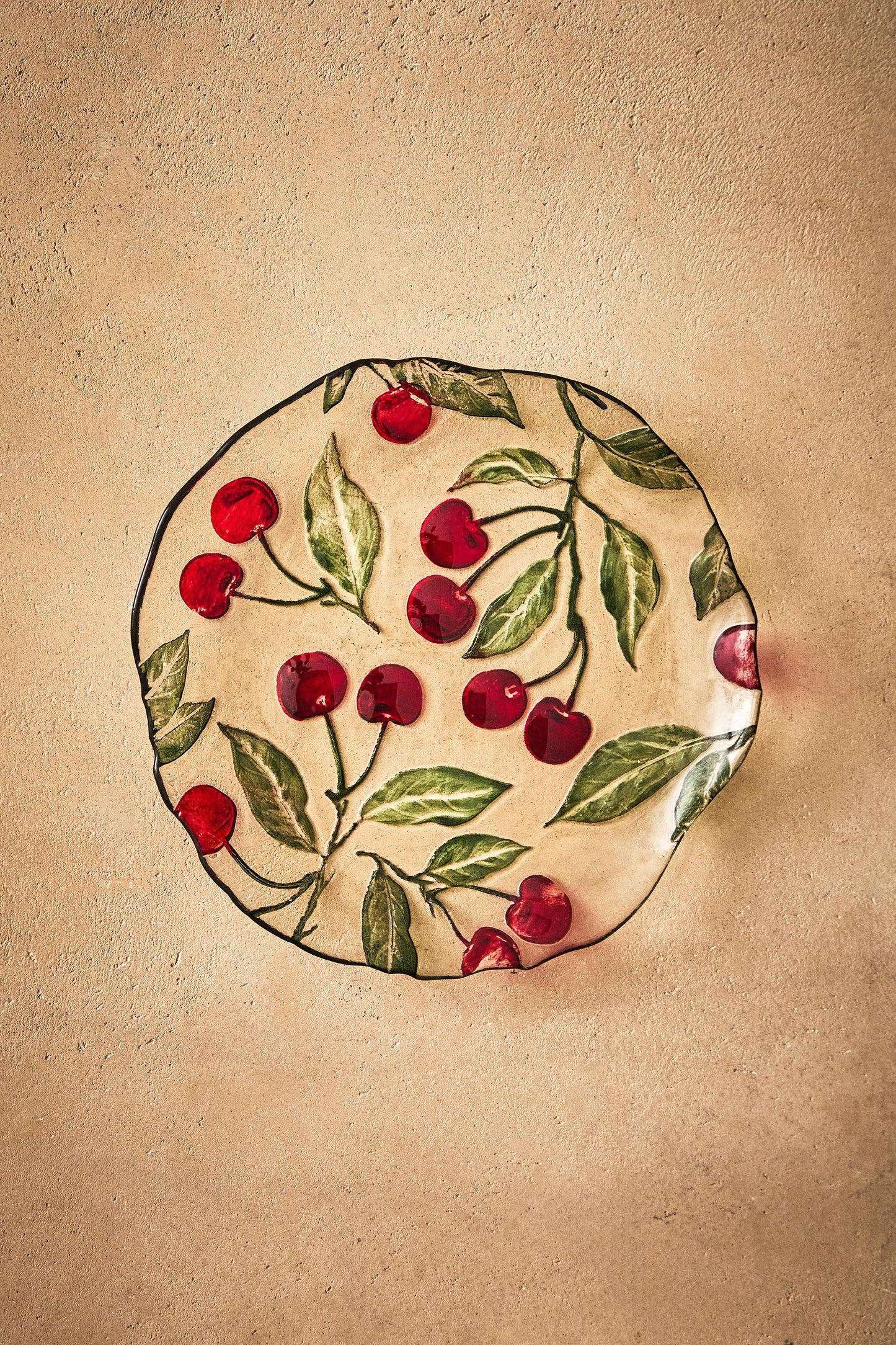 Serveware, dessert plate, glass, cherry, 8.3in