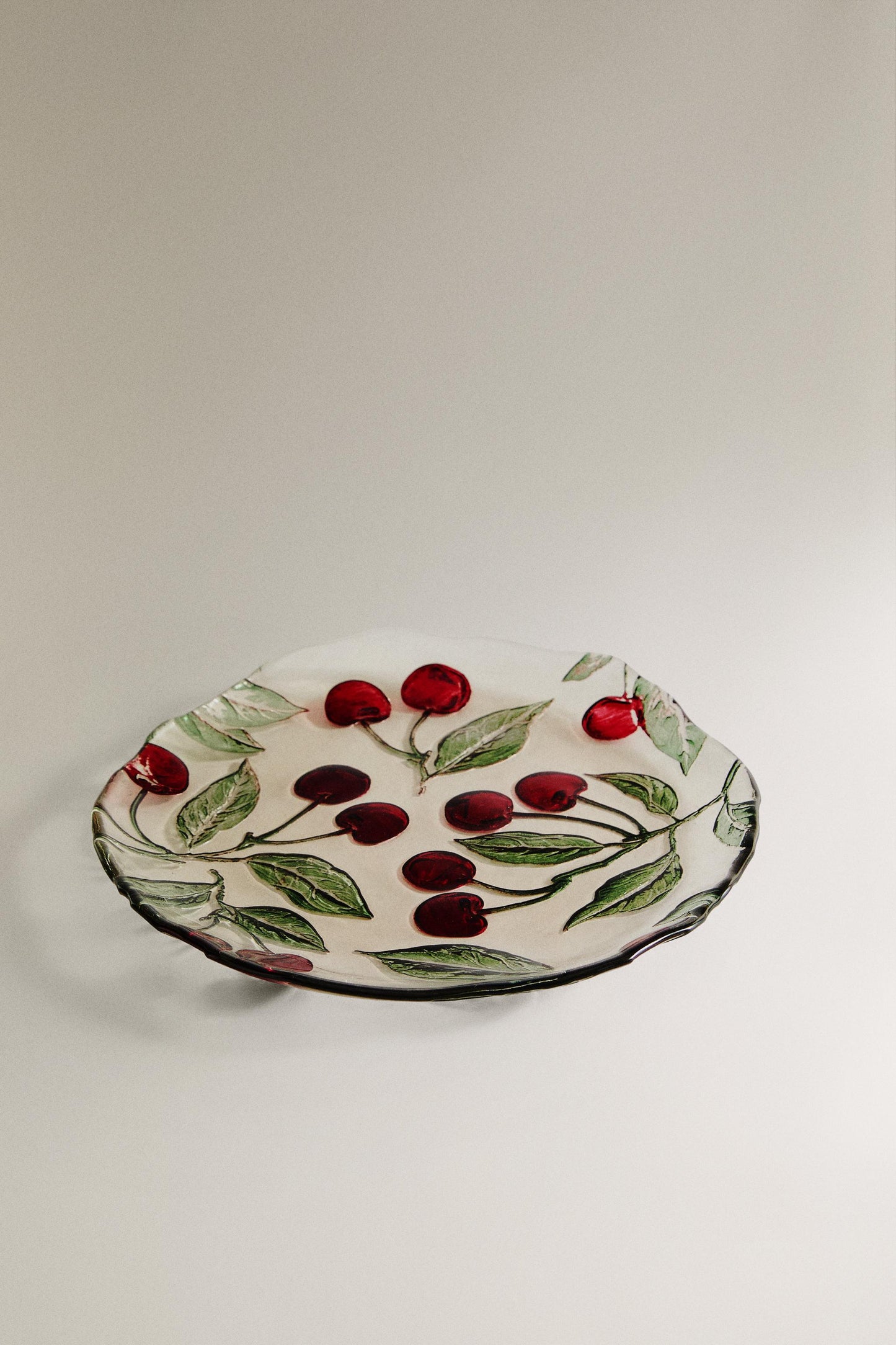 Serveware, dessert plate, glass, cherry, 8.3in