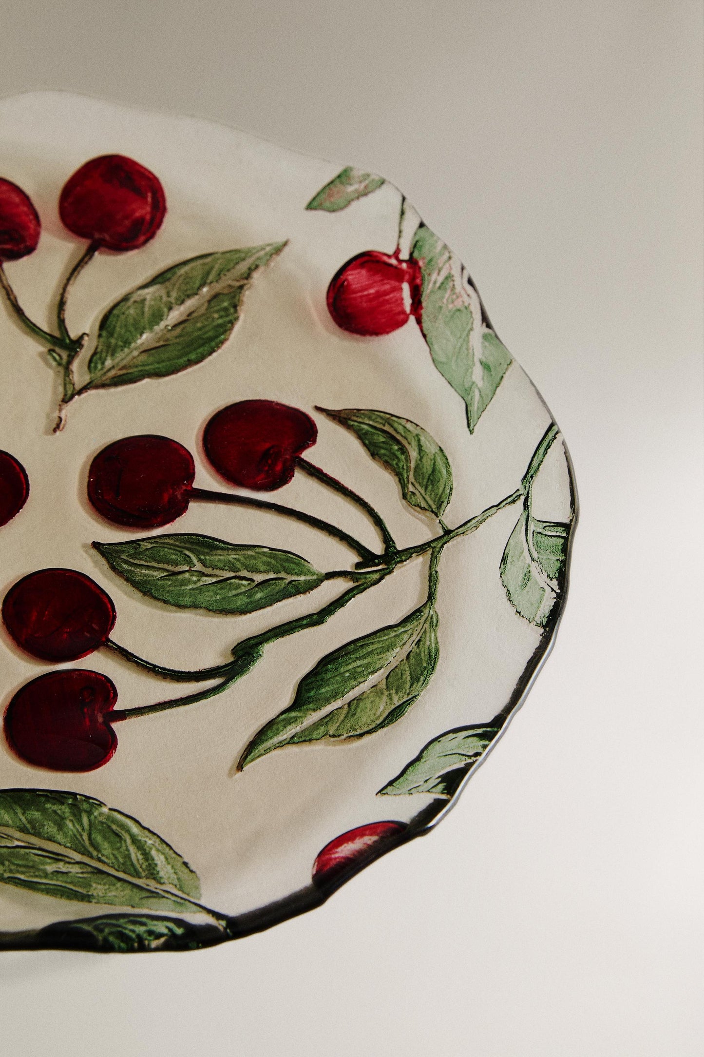 Serveware, dessert plate, glass, cherry, 8.3in