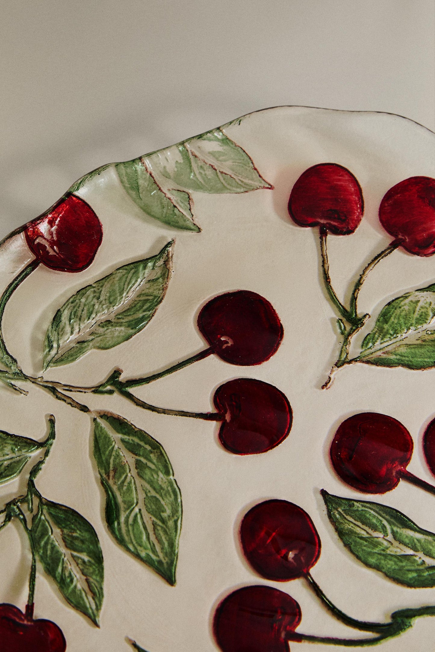 Serveware, dessert plate, glass, cherry, 8.3in