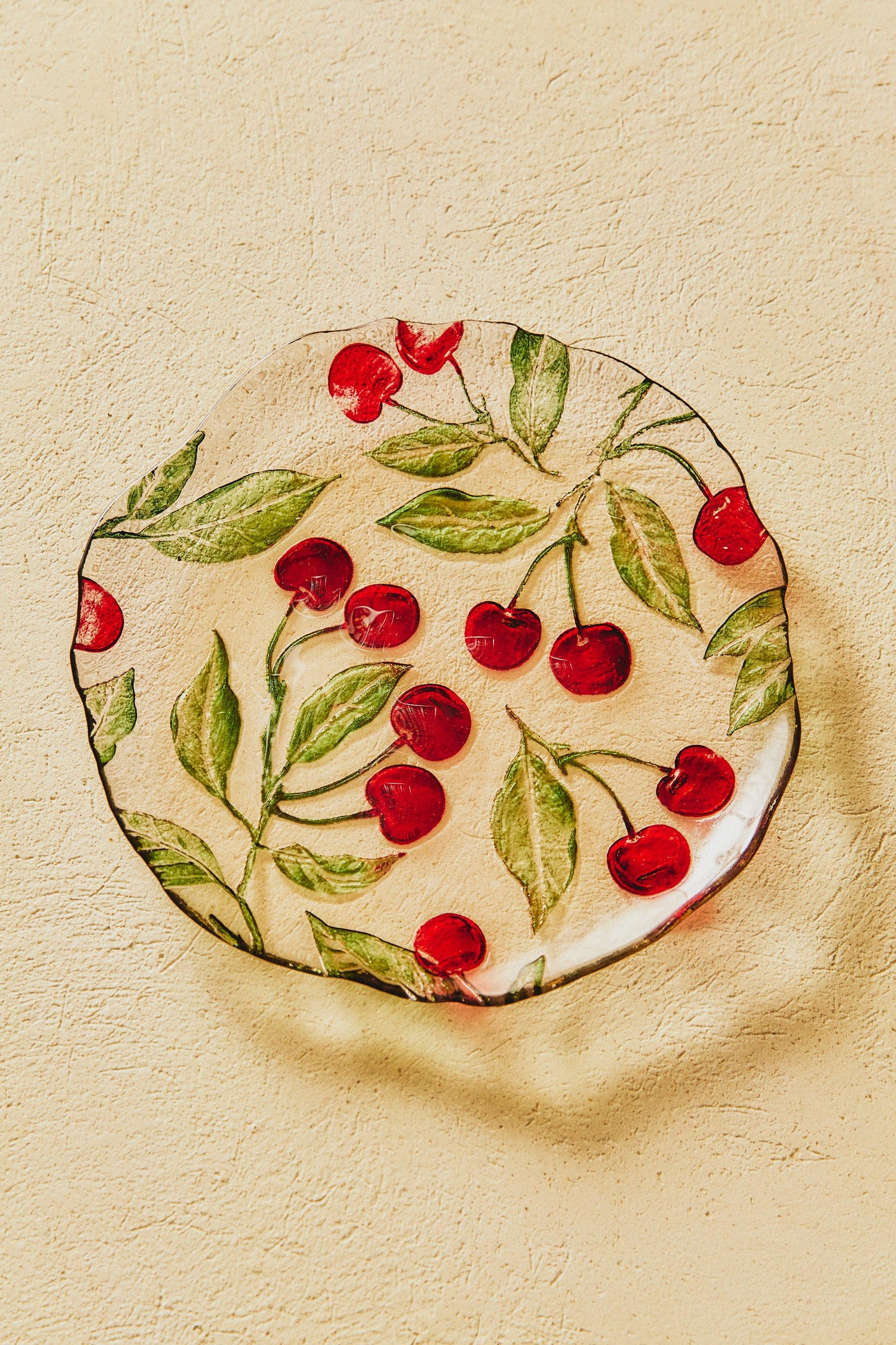 Serveware, dessert plate, glass, cherry, 8.3in