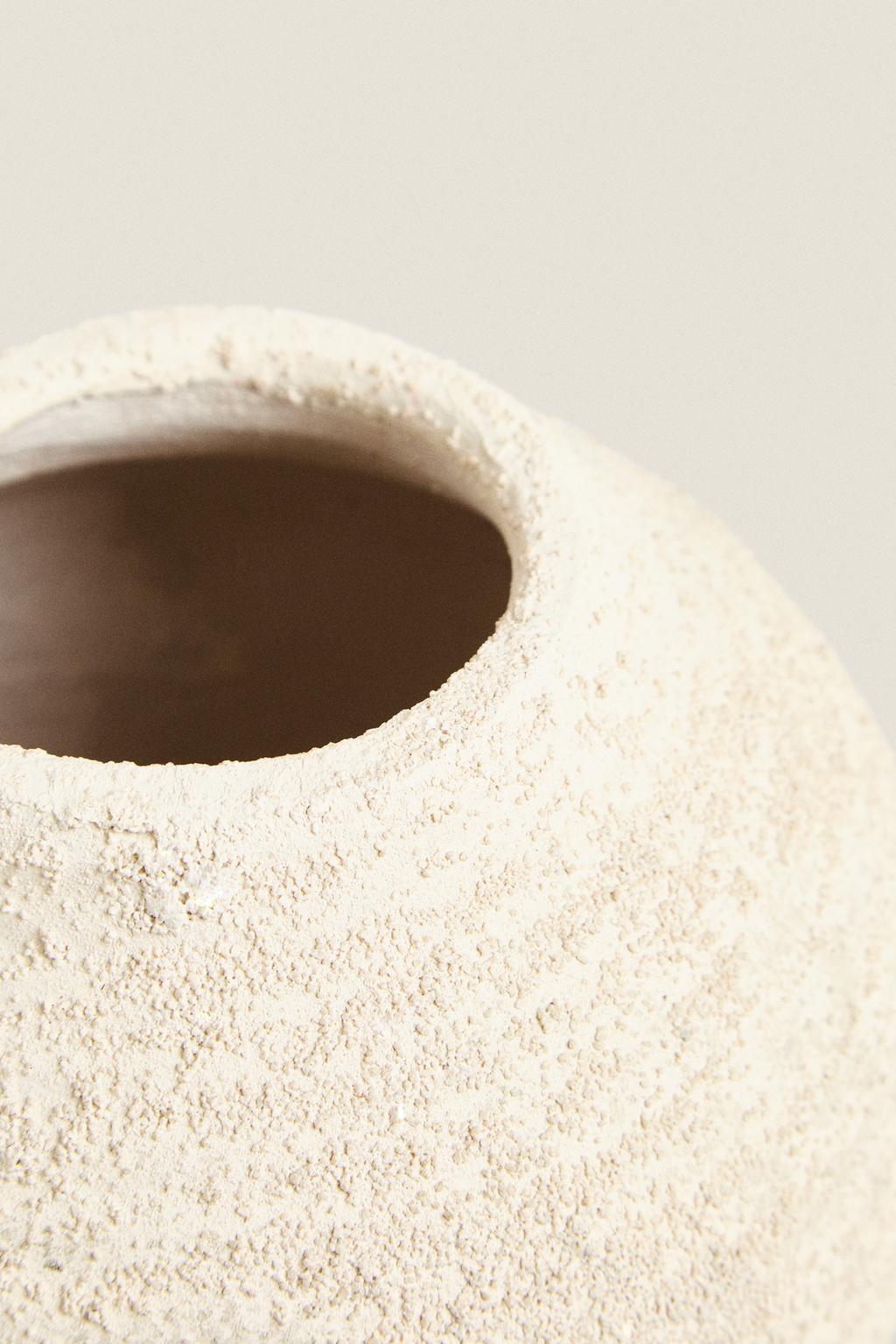 Vase, earthenware, raised design, gray