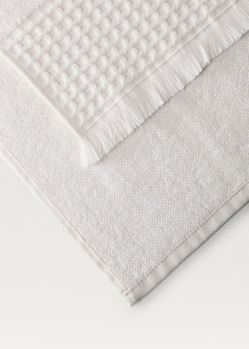 Towel, waffle trim and fringe, 480 g/m2, off white