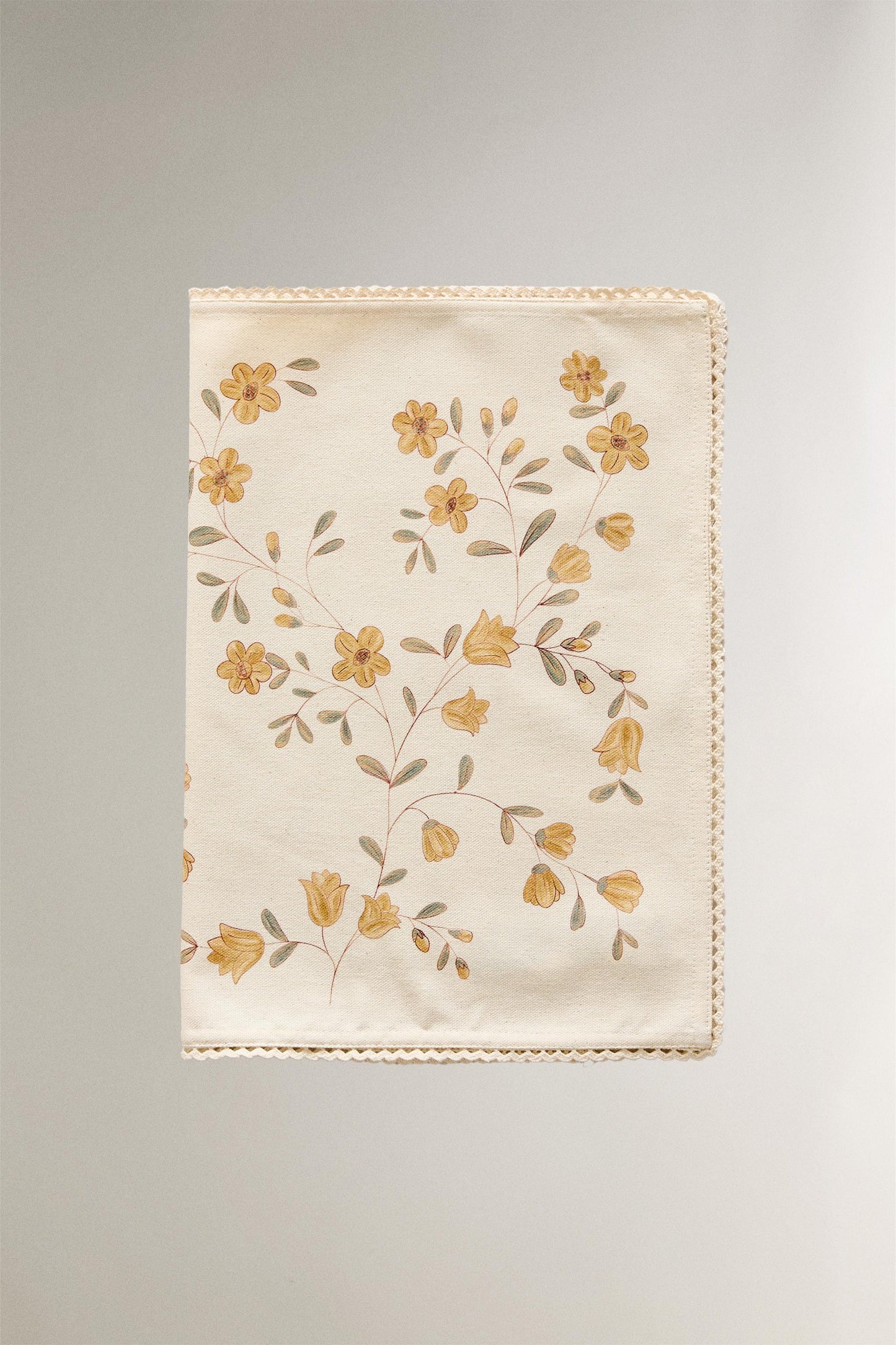 Placemat, cotton, flower print, 14x19.5in