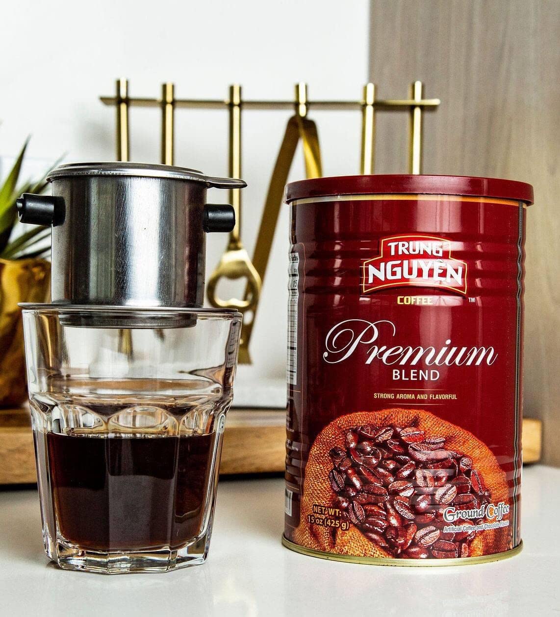 Coffee, Trung Nguyen premium blend ground coffee, 1 can (15 oz)