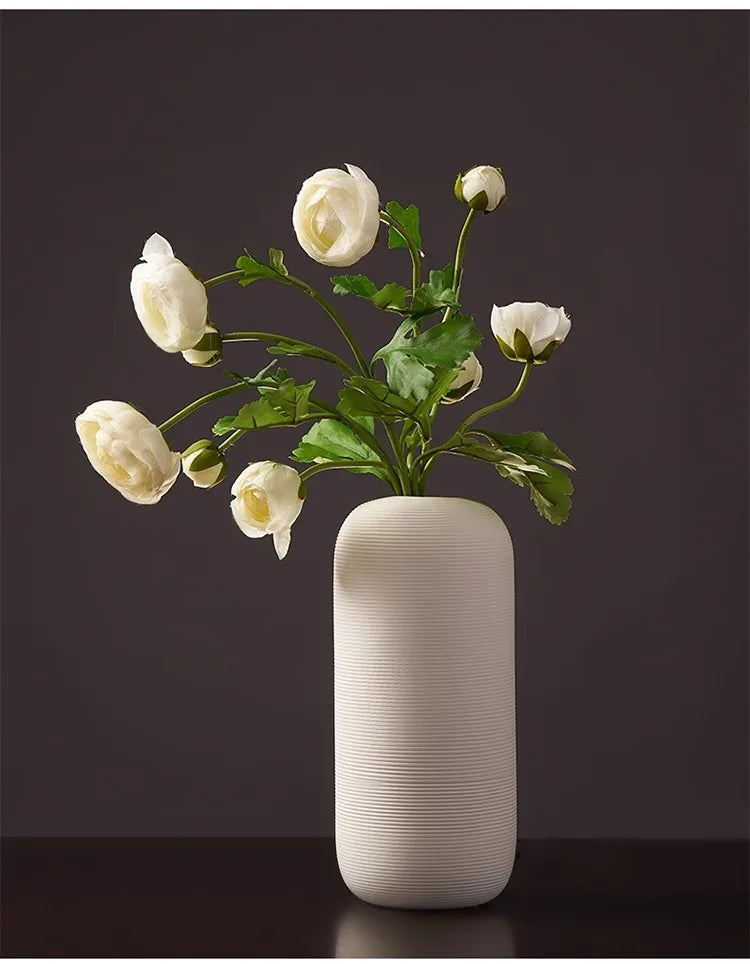 Vase, white ceramic vase, striped