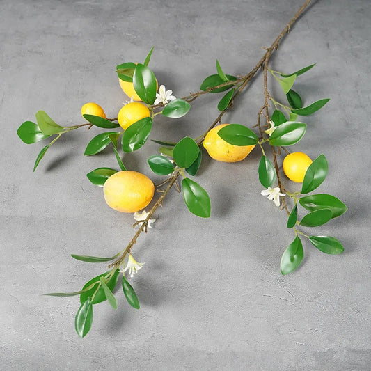 Artificial fruit stem, long branch h82cm, 6 lemons