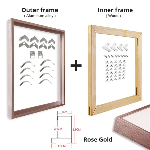 Wall art frame, set of metal hanging frame with inner canvas stretching frame