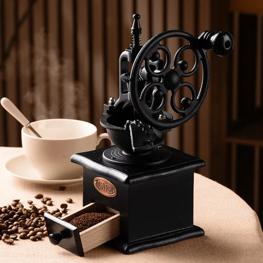 Coffee grinder, manual retro hand mill coffee grinder, black
