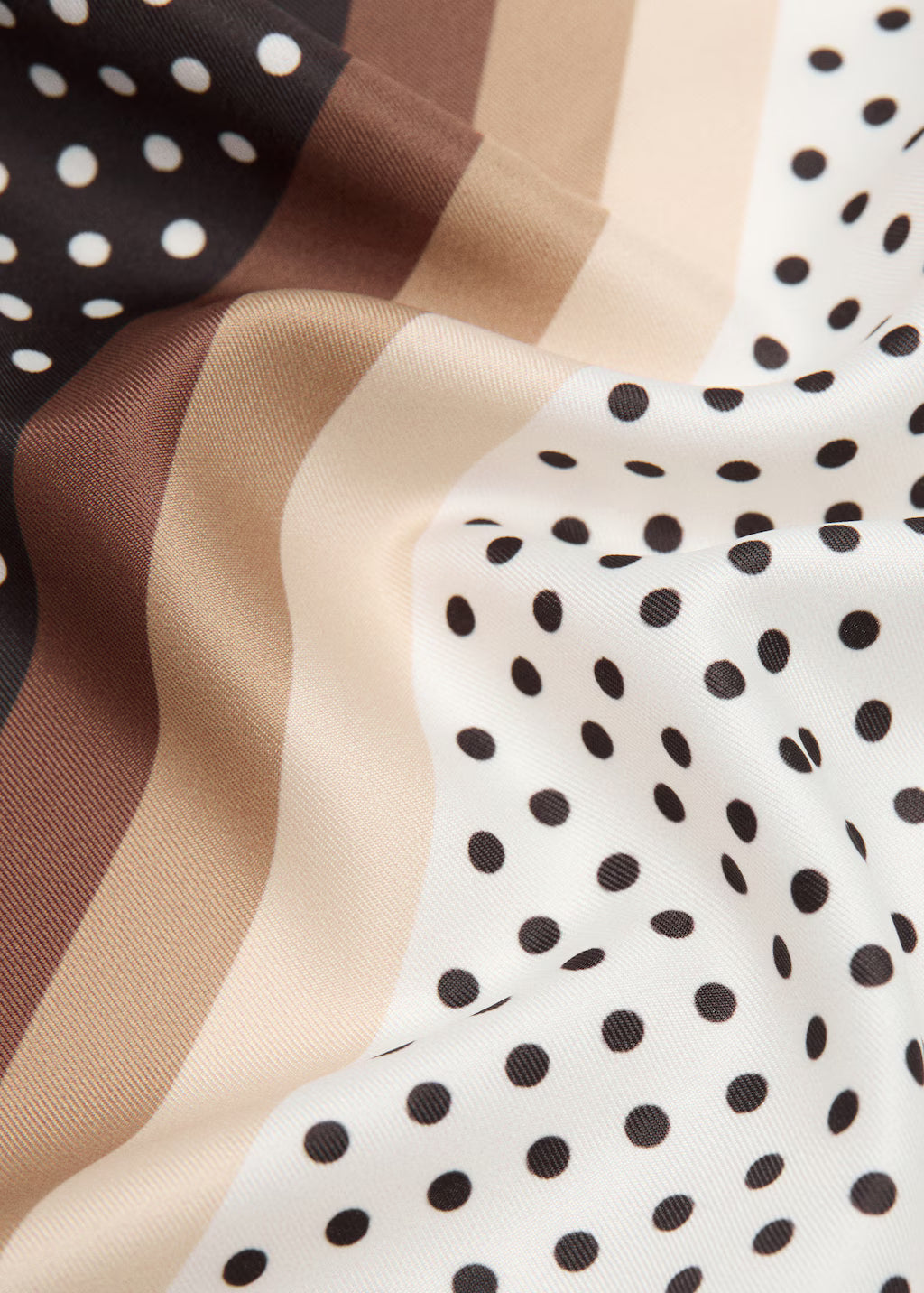 Scarf, satin effect, polka dot print, 27.56 in