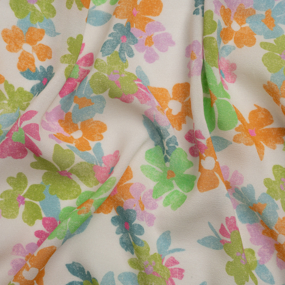 Fabric, viscose georgette, flowers print