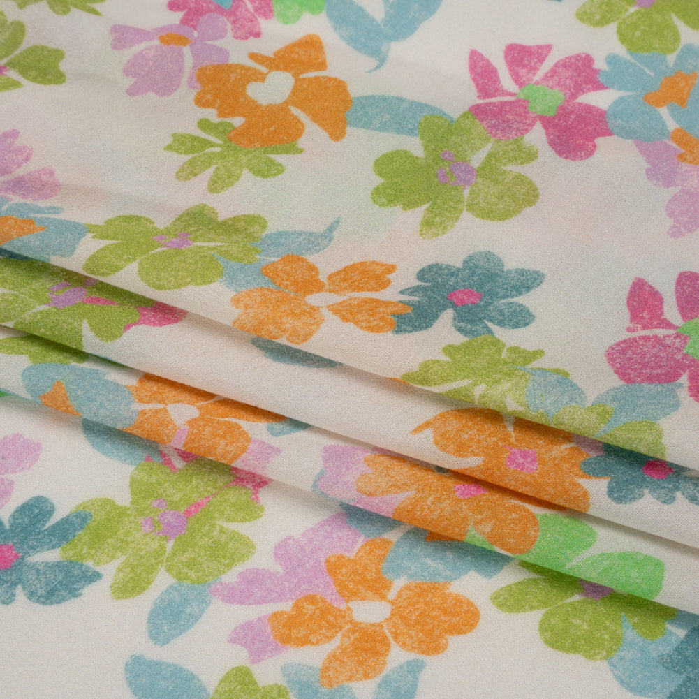 Fabric, viscose georgette, flowers print