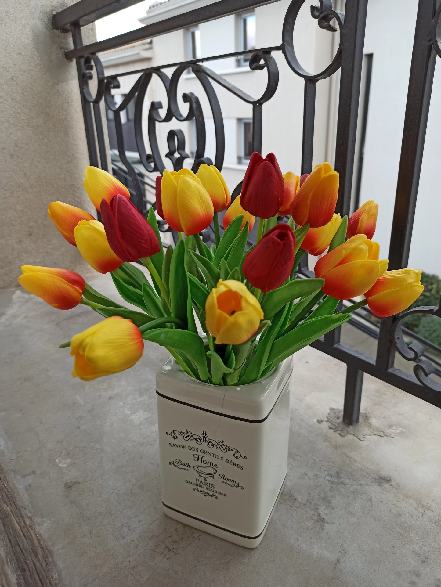 Artificial bouquet, tulip 10pcs, 13.25"