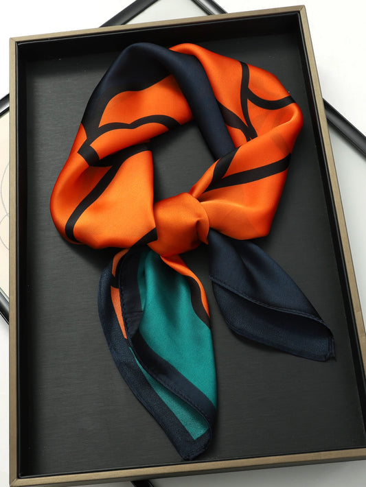 Scarf, satin effect printed scarf 27.65in