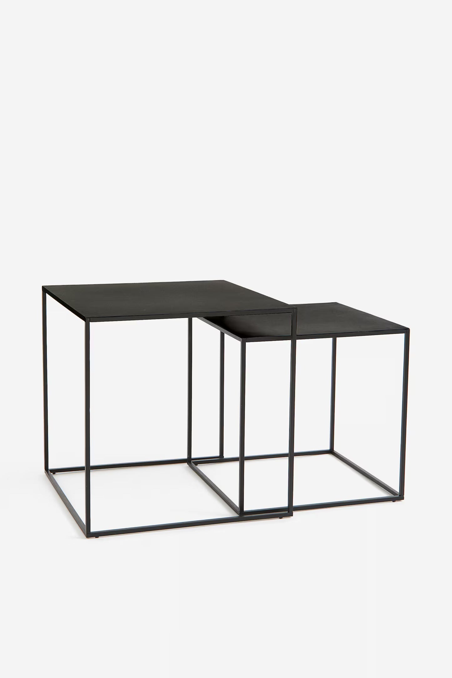 Side table, metal, nested design, black