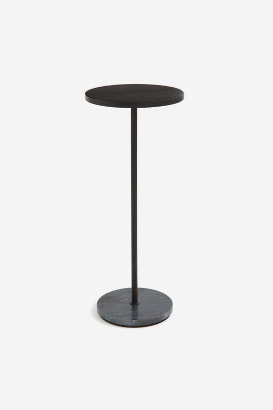 Side table, acacia pedestal