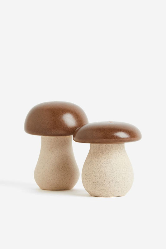 Salt and pepper shakers, stoneware, mushroom shape