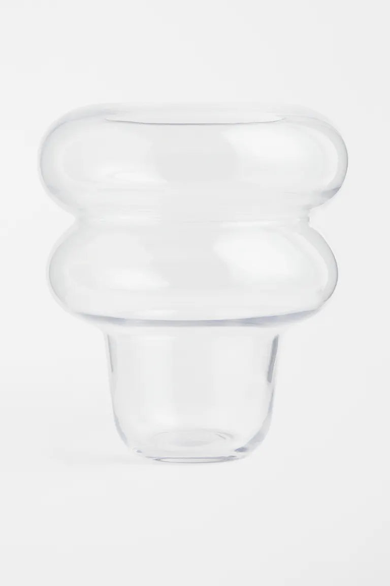 Vase, transparent glass vase 11"