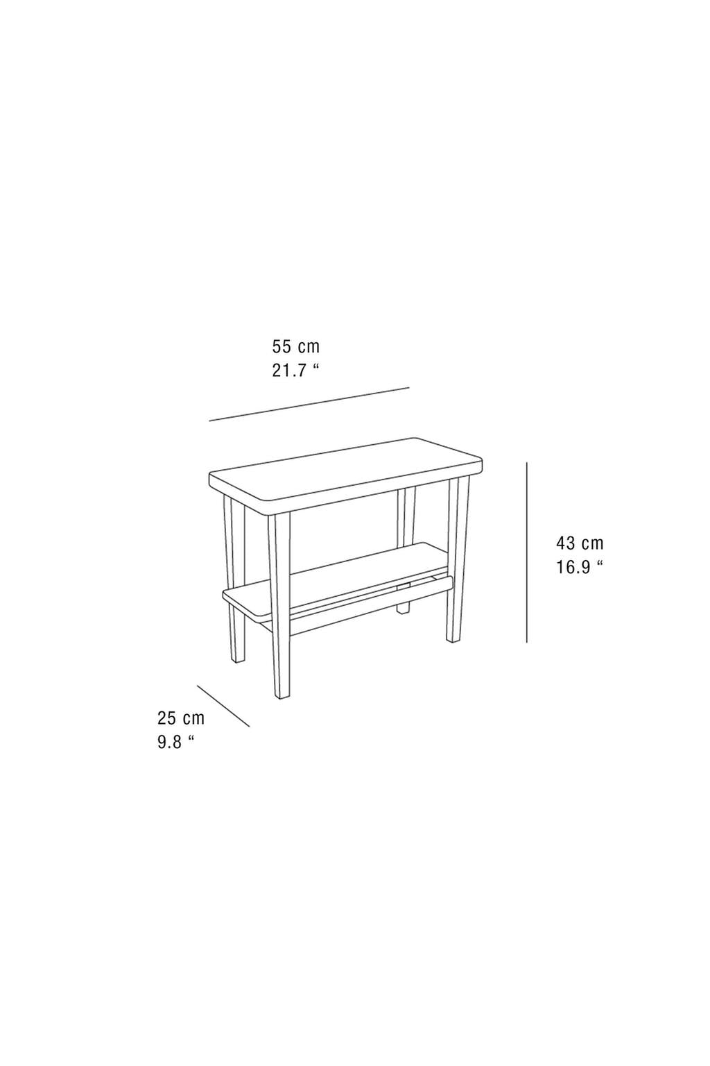 Bench, acacia, length 21.6"