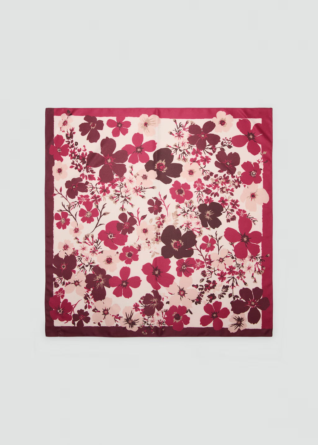 Scarf, satin effect, floral print, 27.56 in