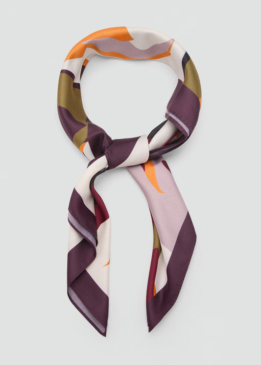 Scarf, satin effect, floral print, 27.56 in