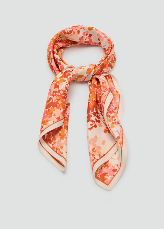Scarf, satin effect, floral print, 27.56 in