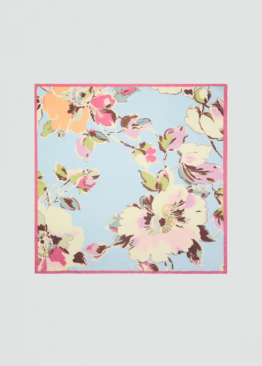 Scarf, satin effect, floral print, 27.56 in