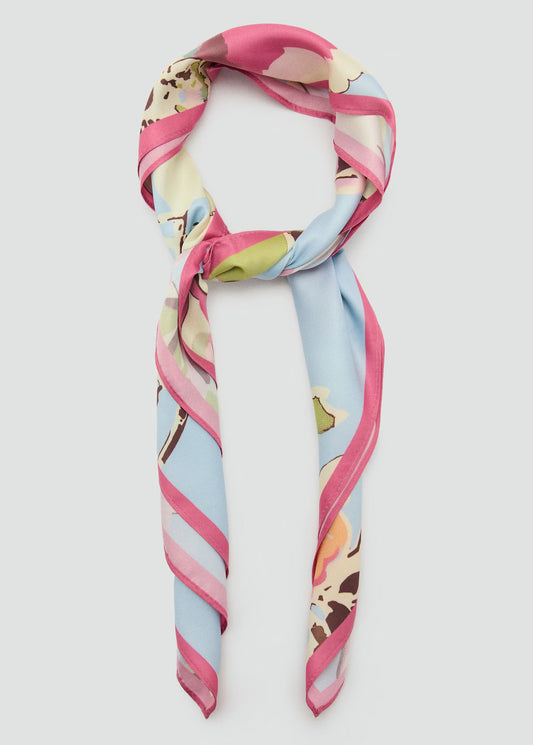 Scarf, satin effect, floral print, 27.56 in