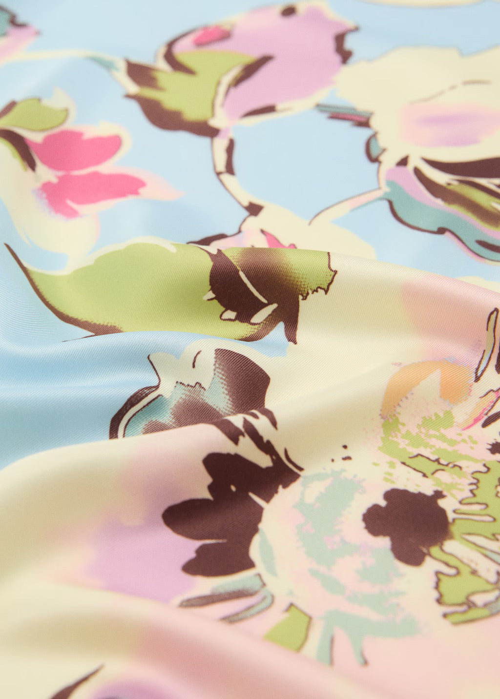Scarf, satin effect, floral print, 27.56 in