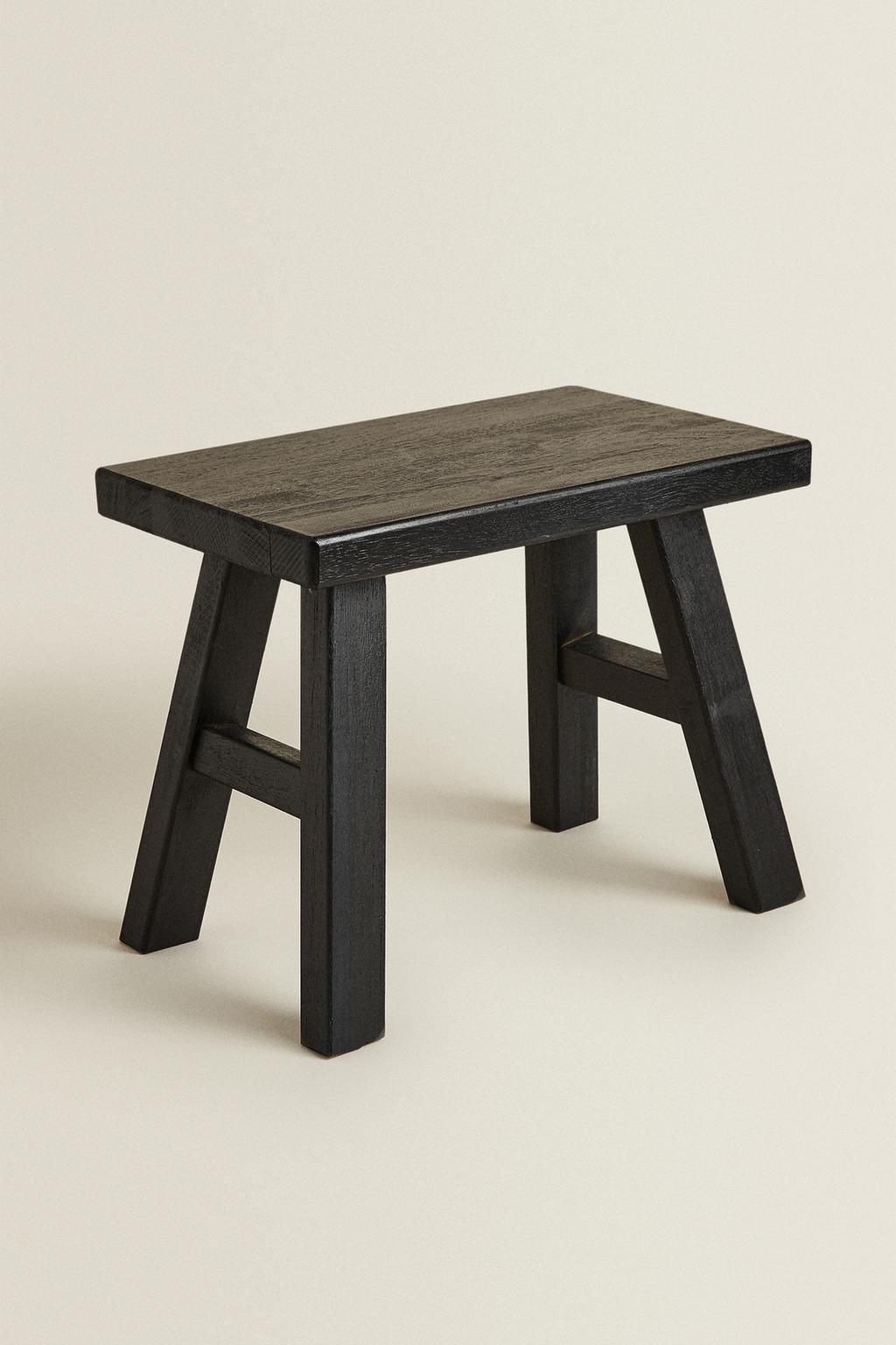 Stool, small wooden stool, black