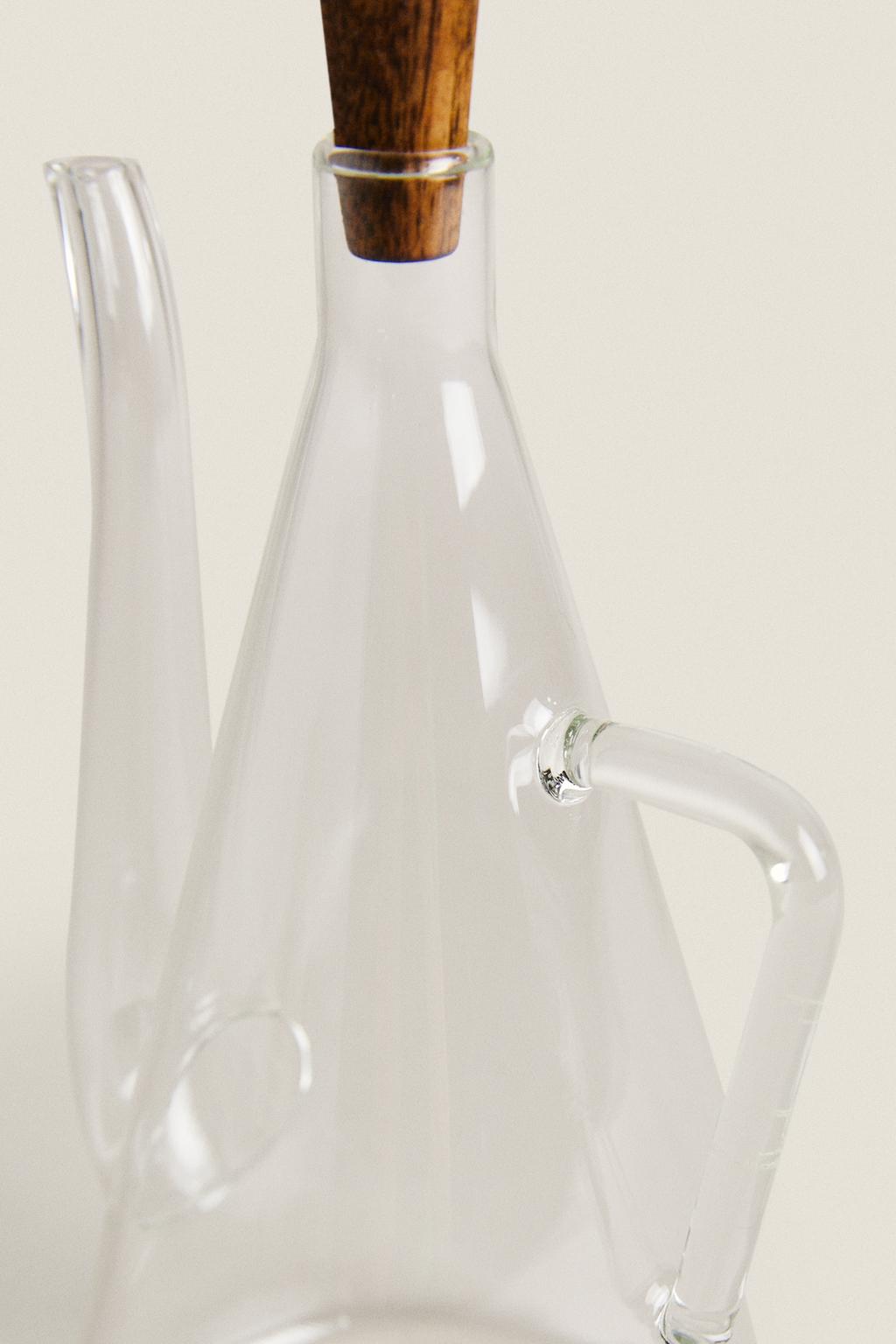 Cruet, borosilicate glass, side handle