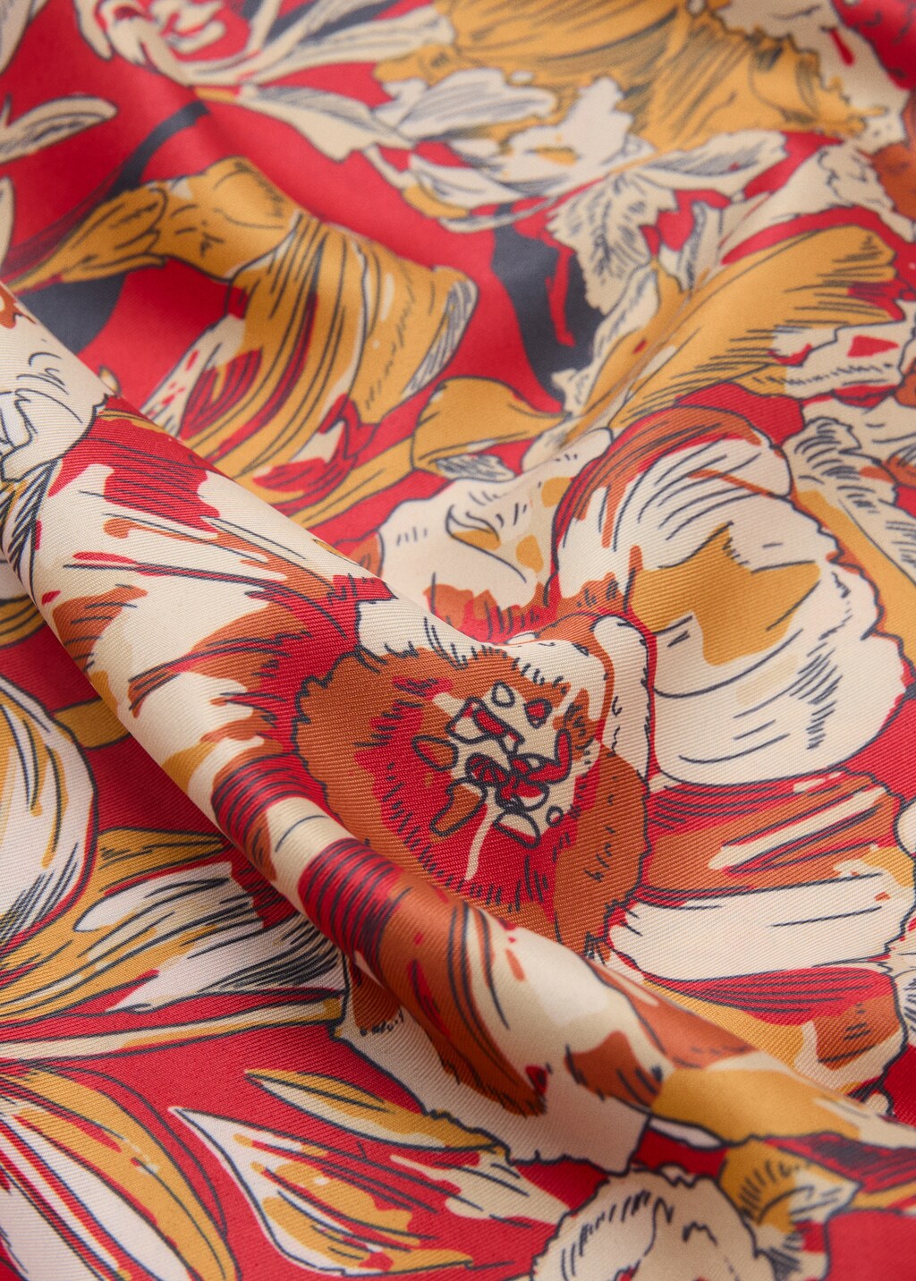 Scarf, satin effect, floral print, 27.56 in