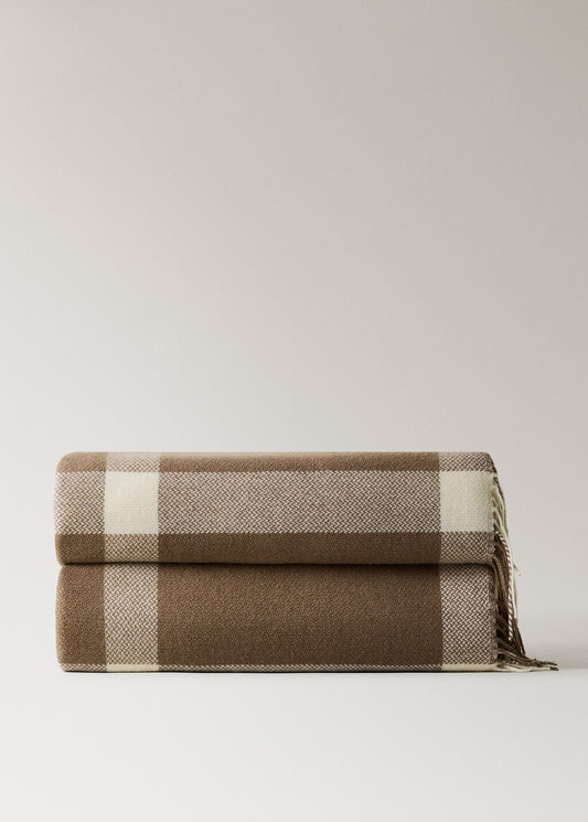 Throw blanket, wool blanket, fringe finish, 51x70.8"