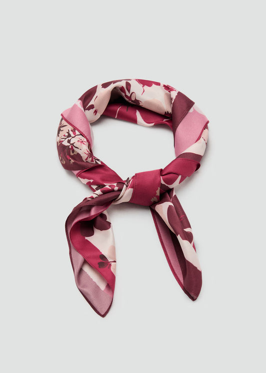 Scarf, satin effect, floral print, 27.56 in