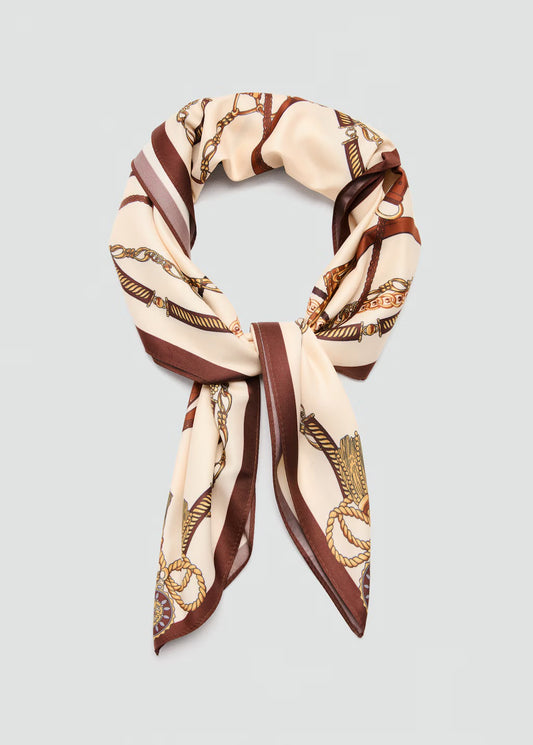 Scarf, satin effect, chain print, 27.56 in