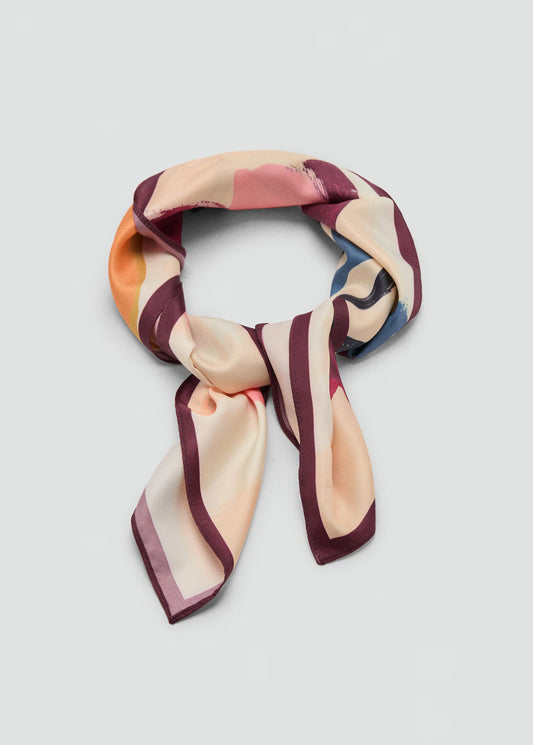 Scarf, satin effect, floral print, 27.56 in