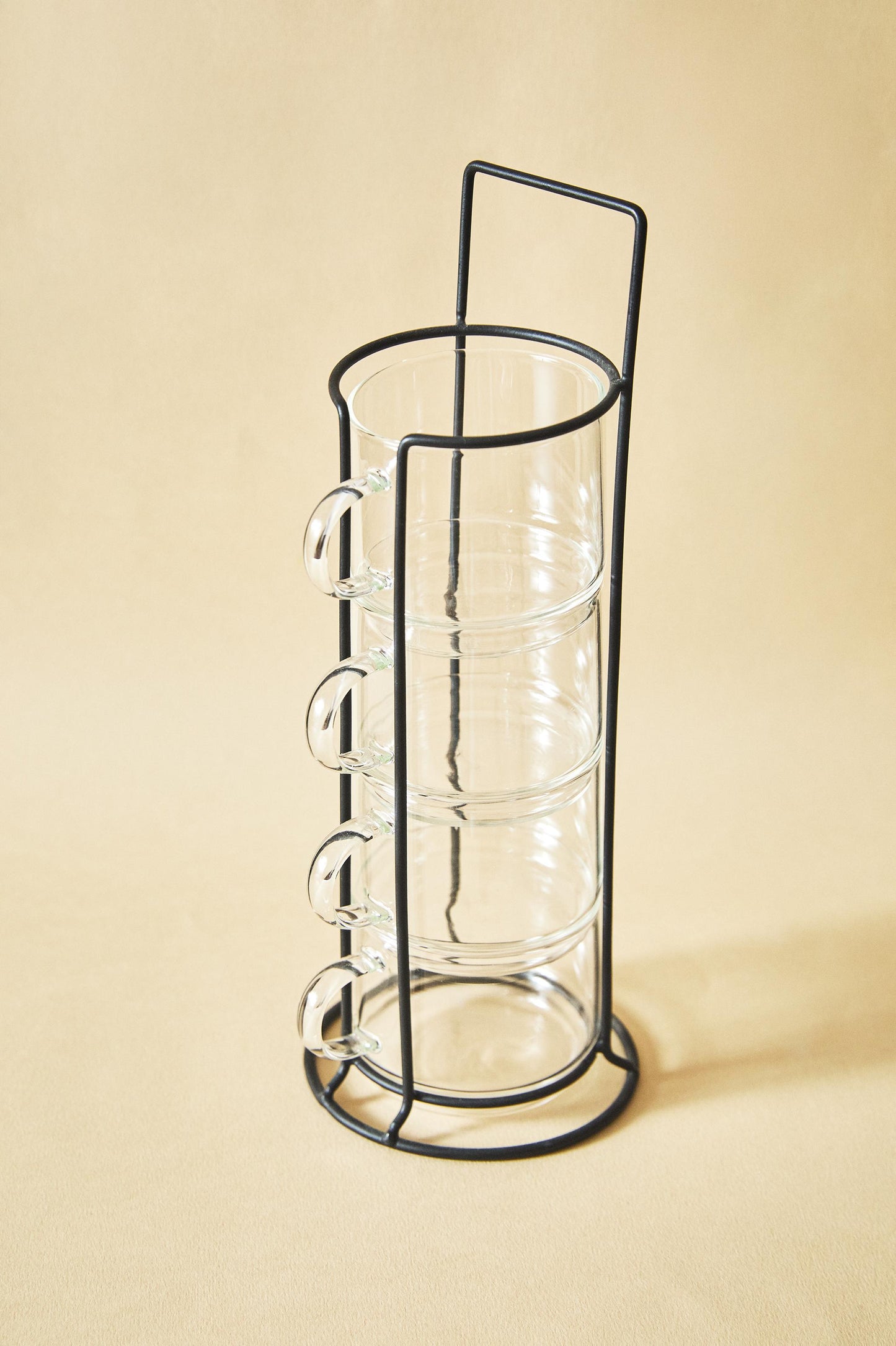Drinkware, mug, borosilicate glass, with metal stand