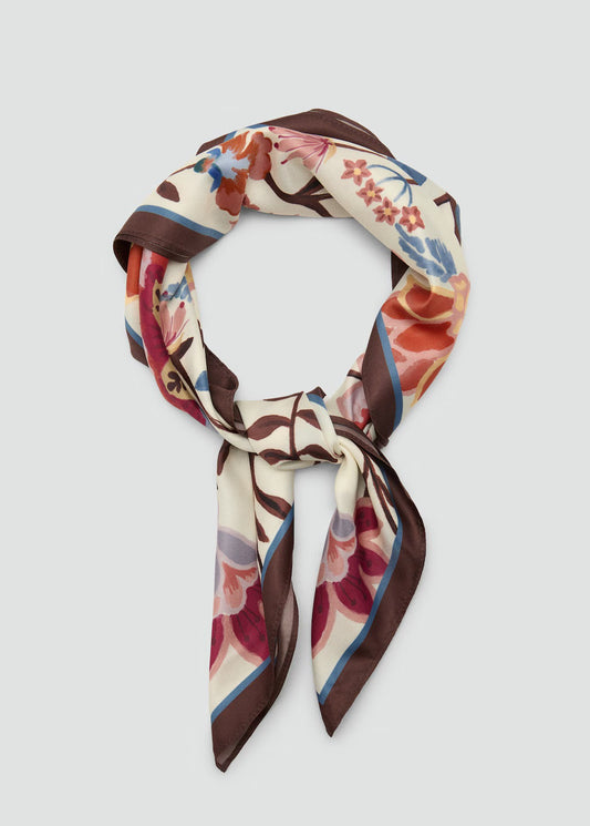 Scarf, satin effect, floral print, 27.56 in