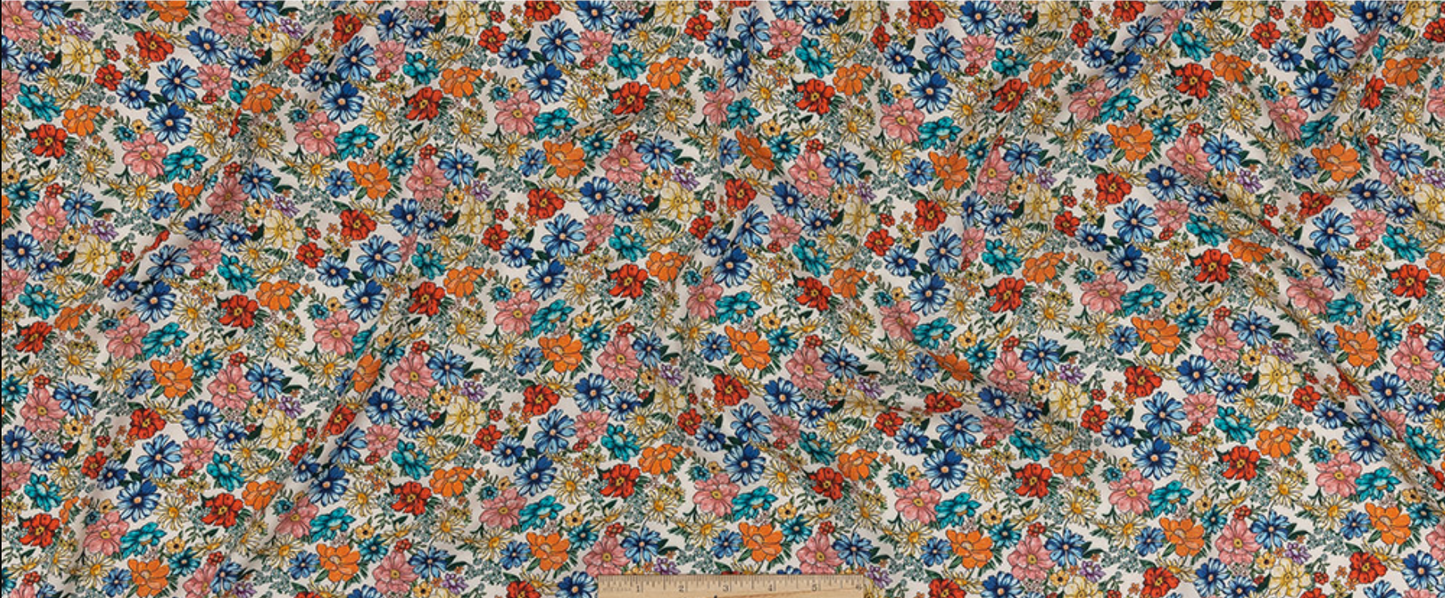 Fabric, viscose twill, blossoms, $16.99/yard