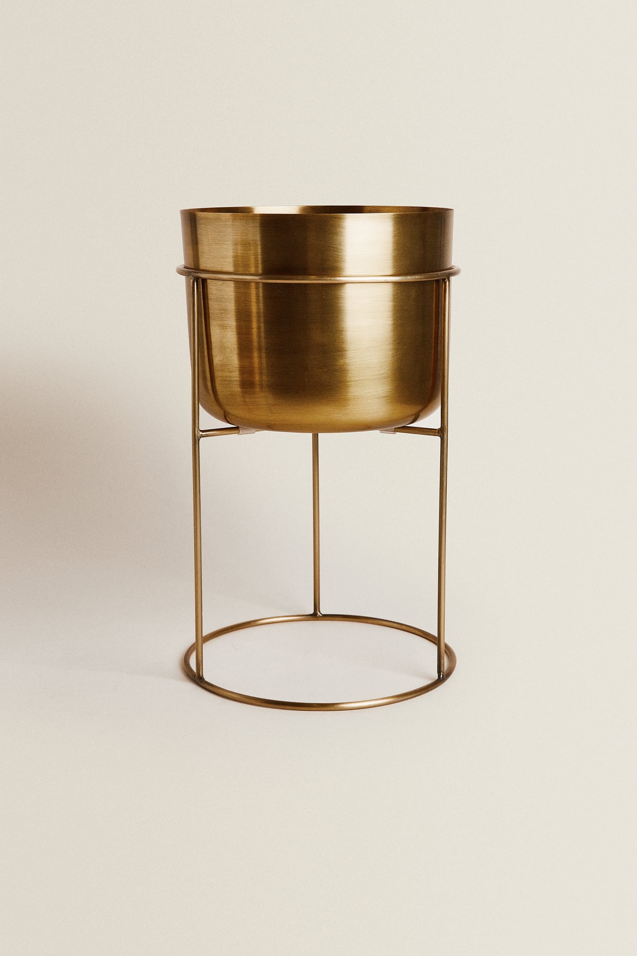 Plant pot, with stand, metal, gold