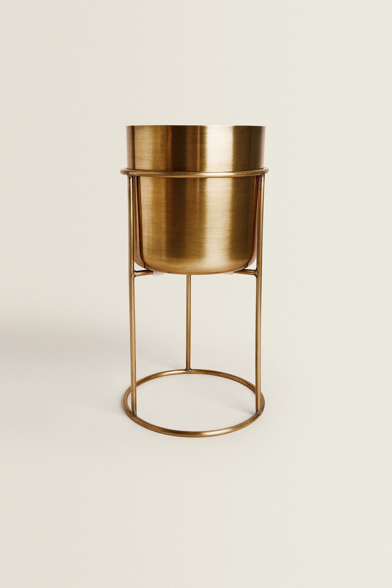 Plant pot, with stand, metal, gold